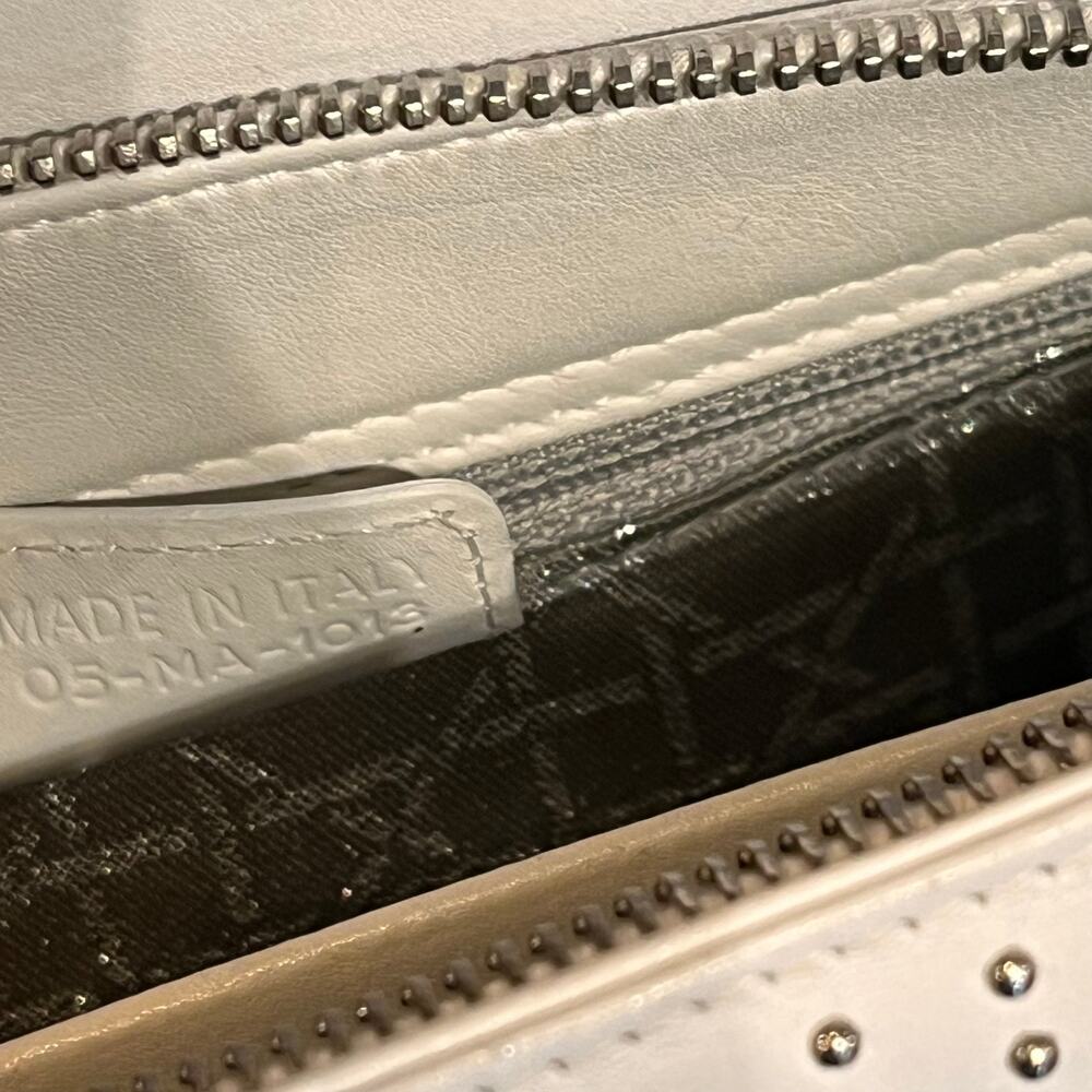 DIOR Lady Dior East West White Calfskin Leather Studded Tote Bag - Picture 6 of 16